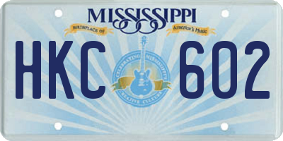 MS license plate HKC602