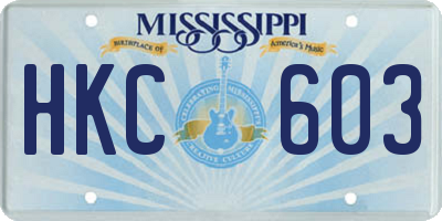 MS license plate HKC603