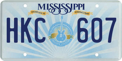 MS license plate HKC607