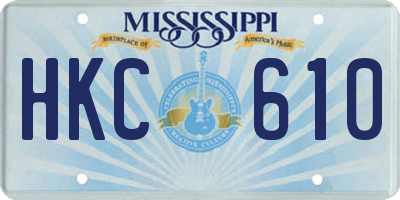 MS license plate HKC610