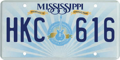 MS license plate HKC616