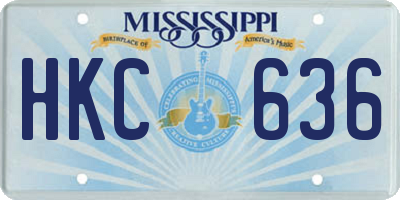 MS license plate HKC636