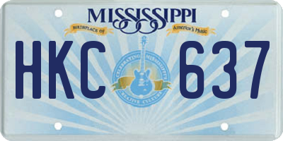 MS license plate HKC637