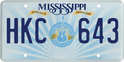 MS license plate HKC643