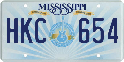 MS license plate HKC654