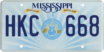 MS license plate HKC668