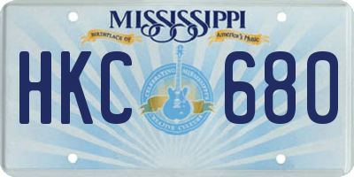MS license plate HKC680