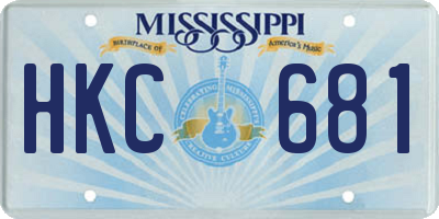MS license plate HKC681