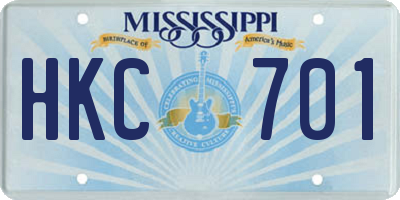 MS license plate HKC701