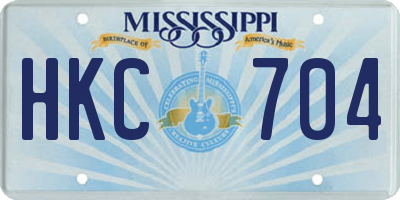 MS license plate HKC704