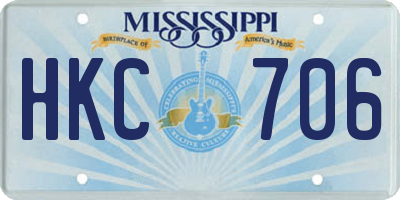 MS license plate HKC706