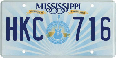 MS license plate HKC716