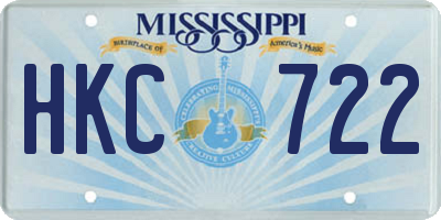 MS license plate HKC722