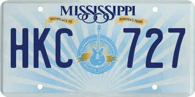 MS license plate HKC727