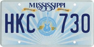MS license plate HKC730