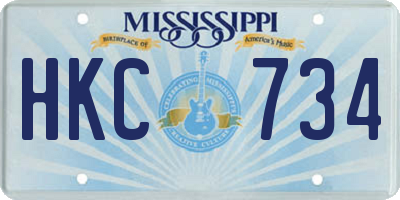 MS license plate HKC734