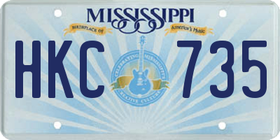 MS license plate HKC735