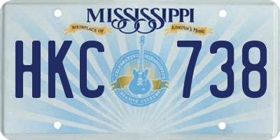 MS license plate HKC738