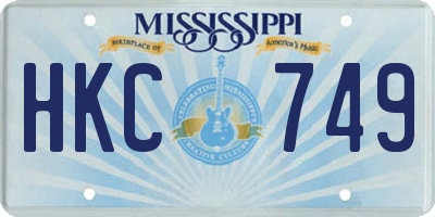 MS license plate HKC749
