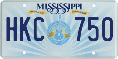 MS license plate HKC750