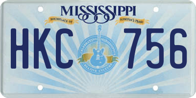MS license plate HKC756