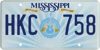 MS license plate HKC758