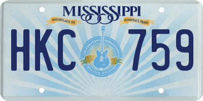 MS license plate HKC759