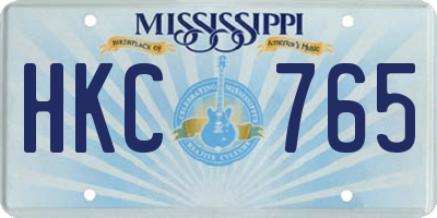MS license plate HKC765