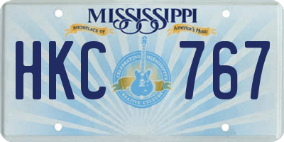 MS license plate HKC767