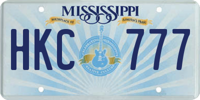 MS license plate HKC777
