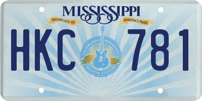 MS license plate HKC781