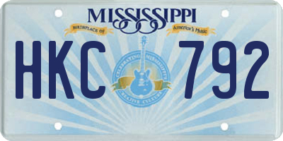 MS license plate HKC792