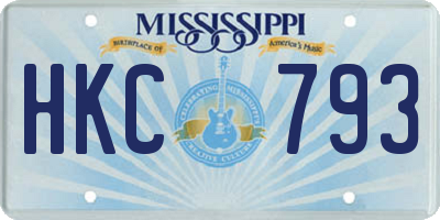 MS license plate HKC793