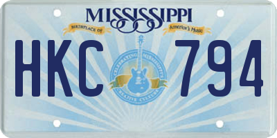 MS license plate HKC794