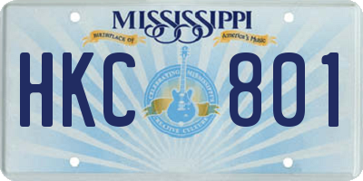 MS license plate HKC801