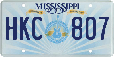 MS license plate HKC807