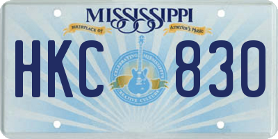 MS license plate HKC830