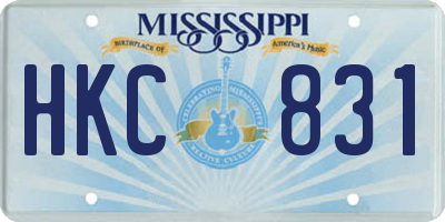 MS license plate HKC831