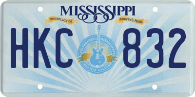 MS license plate HKC832