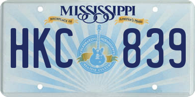 MS license plate HKC839