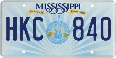 MS license plate HKC840