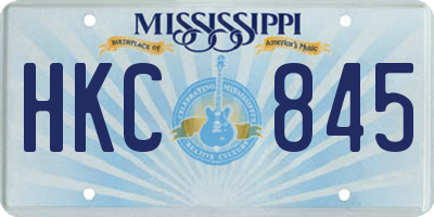 MS license plate HKC845