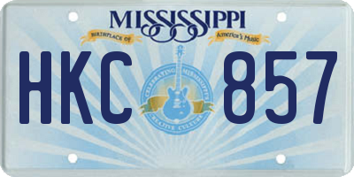 MS license plate HKC857