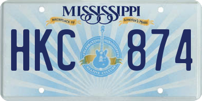 MS license plate HKC874