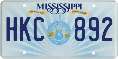 MS license plate HKC892