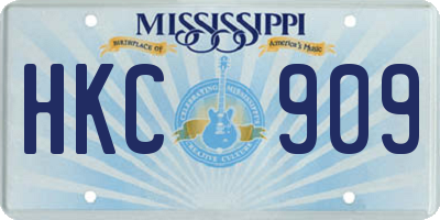 MS license plate HKC909