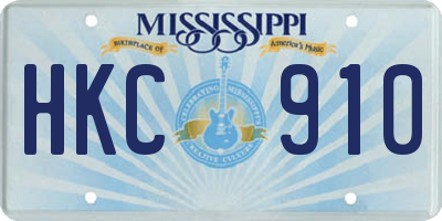 MS license plate HKC910