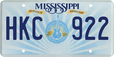 MS license plate HKC922
