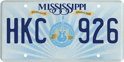 MS license plate HKC926