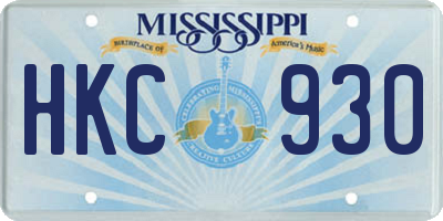 MS license plate HKC930